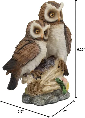 Miniatura 7 de Ebros - Estatua romántica de 2 búhos grandes cuernos para pareja en tocón de árbol, 6.25 pulgadas de alto, amor caprichoso de San Valentín, bosque