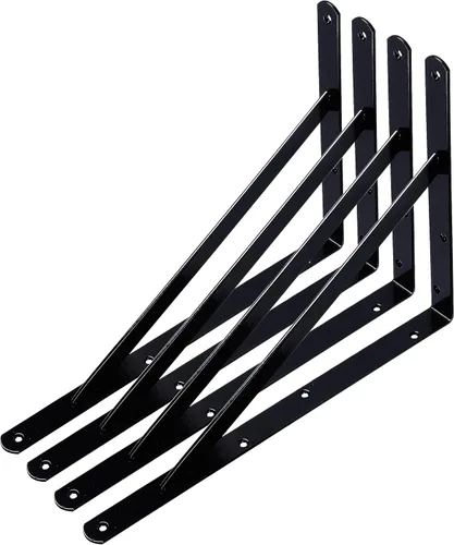 Miniatura 13 de NEODROP Paquete de 4 soportes de estante de 12 pulgadas de alta resistencia, soporte de pared grande para estantes de almacenamiento de garaje