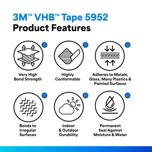 Miniatura 2 de Cinta 5952 3 M VHB (múltiples tamaños), Negro, 1