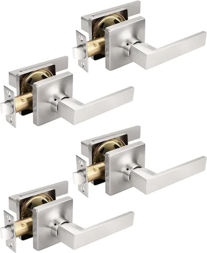 Miniatura 16 de Mengico Paquete de 1 manija de puerta de paso interior negro mate, mango resistente sin bloqueo para puertas de armario y pasillo, reversible