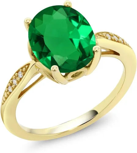 Miniatura 50 de Gem Stone King Anillo de compromiso de oro amarillo de 14 quilates de 2-3 quilates con piedra preciosa ovalada de 0.394 x 0.315 in y diamantes