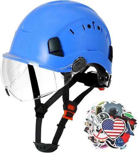 Miniatura 19 de AOLAMEGS Casco de seguridad de construcción – Casco de seguridad aprobado por ANSI Z89.1 con visera y 50 calcomanías para casco duro deslizante Un