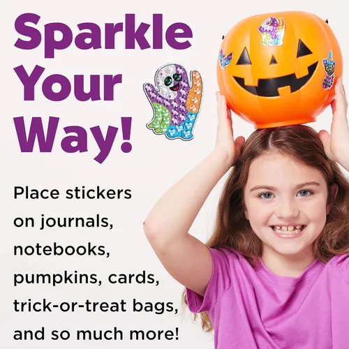 Miniatura 6 de Creativity for Kids - Juego de pintura de diamantes de gemas grandes de Halloween Crea 13 calcomanías espeluznantes y 2 caireles con más de 1000