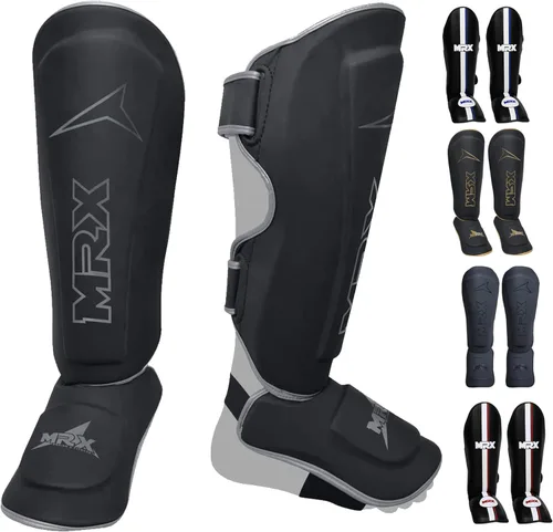 Miniatura 6 de MRX BOXING & FITNESS Espinilleras para boxeo, artes marciales mixtas, Muay Thai, entrenamiento de kickboxing, acolchado extra con diseño de lujo