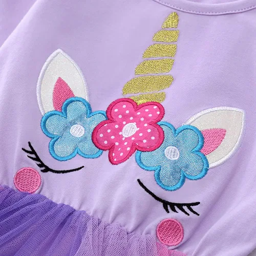 Miniatura 4 de Vestido de fiesta de cumpleaños de princesa de manga larga con estampado de unicornio, reno y arco iris, ropa de invierno y otoño