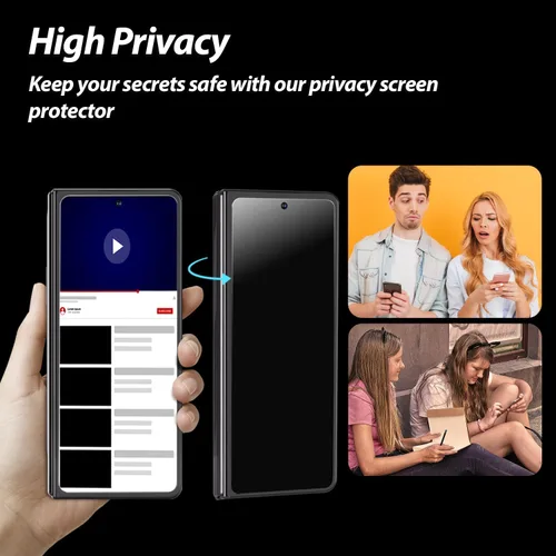 Miniatura 3 de Whitestone - Paquete de 2 protectores de pantalla de privacidad para Galaxy Z Fold 5 2023, protector de vidrio templado privado de cobertura