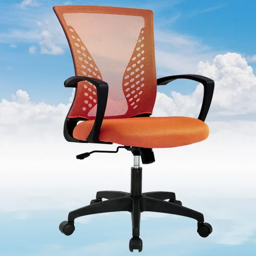 Miniatura 8 de Silla de oficina en casa, silla de escritorio ergonómica, respaldo medio, silla de computadora de PC con soporte lumbar y reposabrazos, silla