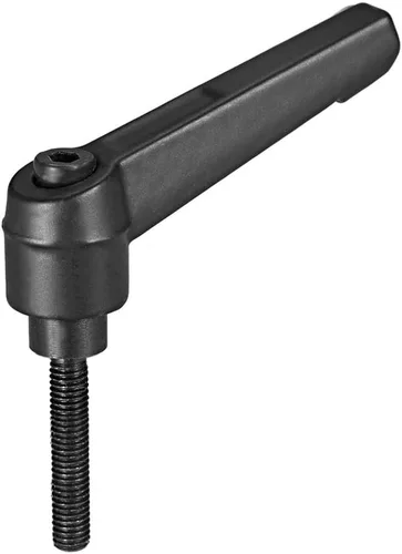 Miniatura 37 de uxcell Manija de palanca de sujeción ajustable M5 x 0.787 in óxido negro métrico acero al carbono macho roscado perillas de mano con botón