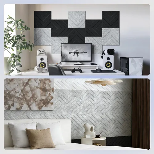 Miniatura 6 de Vieshful Paneles acústicos autoadhesivos, paneles de pared insonorizados de 12 x 12 x 0.4 pulgadas, absorbentes de sonido de alta densidad, paneles