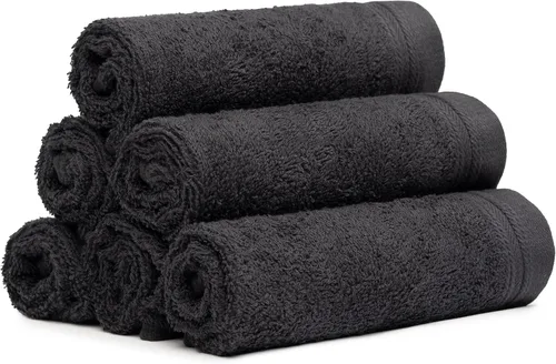 Miniatura 24 de Juego de 12 paños de 100 % algodón de 13 x 13 pulgadas, juego de 12 toallas ultrasuaves y altamente absorbentes, para baño, gimnasio, hotel, spa
