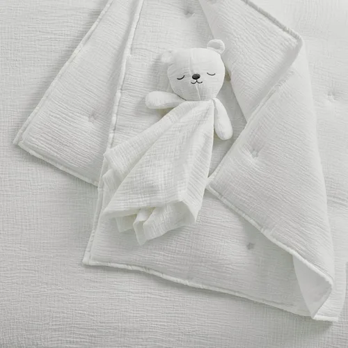 Miniatura 4 de Levtex Baby - Juego de cama de muselina en nube para cuna - Juego para habitación infantil - Estrellas beige y cacao - Muselina texturizada gris