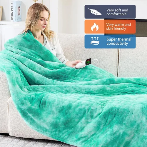 Miniatura 5 de greenoak Manta eléctrica con calefacción, manta térmica de piel sintética Sherpa para sofá cama, regalos cálidos de invierno para mujeres/ella