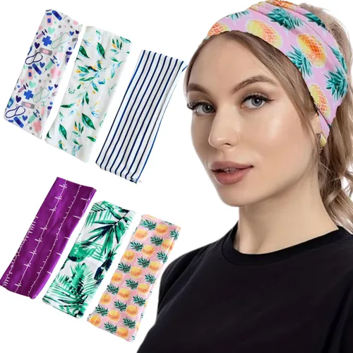 Miniatura 12 de Lotus78, Paquete de 12 diademas anchas para mujer, antideslizantes, modernas bandas deportivas para el cabello de mujer, bandas elásticas suaves