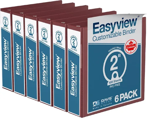 Miniatura 30 de Easyview - Carpetas prémium de 3 anillas con cubiertas transparentes y anillos redondos, carpetas para la escuela u oficina, 1 pulgada, paquete