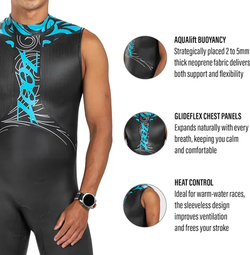 Miniatura 2 de Zoot Traje de neopreno sin mangas Manta para hombre, traje de triatlón de neopreno Yamamoto con acabado hidrofóbico, flotabilidad y movilidad