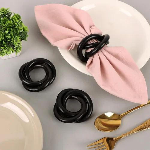 Miniatura 2 de Juego de 12 Servilleteros de Madera de Tres Anillos - Abrazaderas Portaservilletas para Decoración de Mesa de Comedor - Anillos Rústicos Modernos
