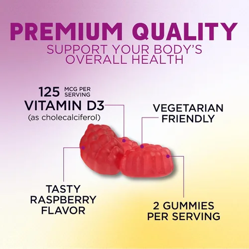 Miniatura 3 de Gomitas de suplemento de vitamina D – Vitamina D3 125 mcg 5000 UI por porción – hueso, dientes, músculo e inmunidad apoyo para la salud para hombres