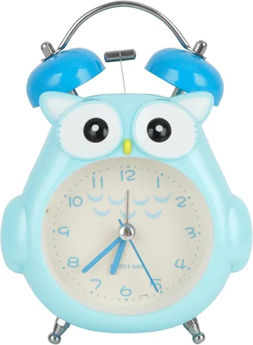 Reloj despertador para niños, diseño de búho de dibujos animados, timbre fuerte, despertador, sin tictac, reloj de escritorio con luz nocturna