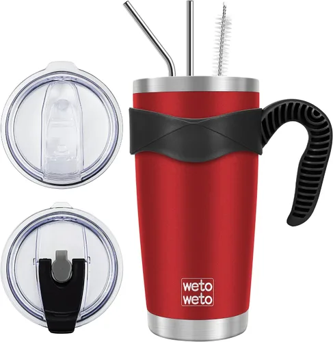 Miniatura 47 de WETOWETO - Vaso de viaje con aislamiento de 20 onzas, de acero inoxidable, con doble pared, a prueba de fugas, taza de café con revestimiento