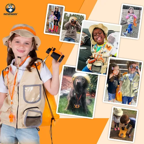 Miniatura 6 de Kit de Explorador Infantil con Chaleco y Sombrero de Safari para Niños de 7 a 12 Años - Disfraz de Safari y Vestirse como Guardián de Zoológico