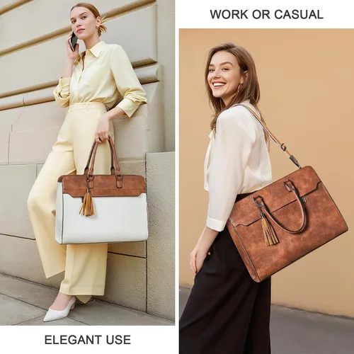 Miniatura 7 de Shrrie Bolsa para laptop de 17 pulgadas para mujer, bolsa de trabajo resistente al agua, maletín con bolso