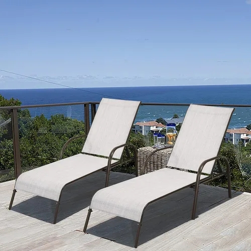 Miniatura 13 de Giantex Silla de Salón para Patio, Tumbona para Exteriores con Respaldo de 5 Posiciones Ajustables, Marco de Acero Resistente, Sillón Reclinable