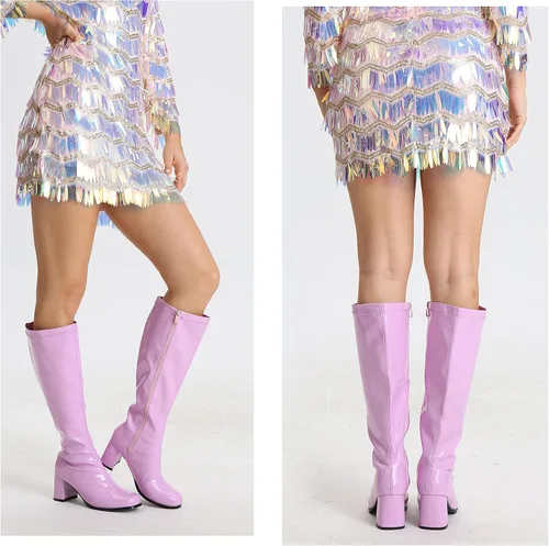 Miniatura 4 de LIURUIJIA Botas Go Go para mujer sobre la rodilla, talón con cremallera, XZ-YX-01-XK