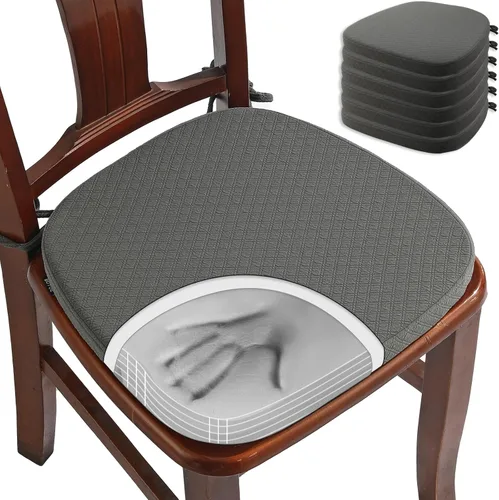 Miniatura 17 de BUYUE Cojines de Espuma Viscoelástica de Lujo para Sillas, Paquete de 6, Jacquard 16" en Forma de U, Cojines Cómodos para Sillas de Comedor, Borgoña