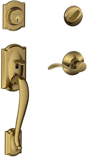 Miniatura 28 de Schlage F60 V CAM 716 ACC - Juego de manijas para puerta de entrada con manija Accent, diseño Camelot, cerradura de entrada con llave de lado único