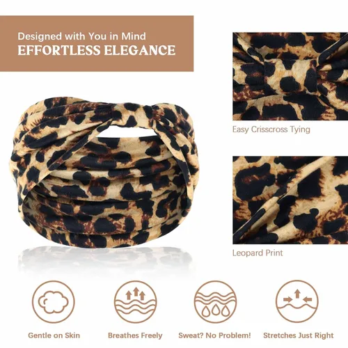 Miniatura 4 de Awumbuk Diademas anchas para mujeres anudadas antideslizantes bandas para la cabeza suaves diadema turbante accesorios para el cabello boho africano