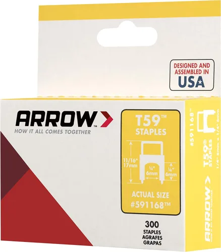 Miniatura 5 de Arrow T59 Tacker y Arrow 591168 - Grapas aisladas de acero T59 genuino de 1/4 pulgadas por 5/16 pulgadas para cable y cableado, transparente, 300