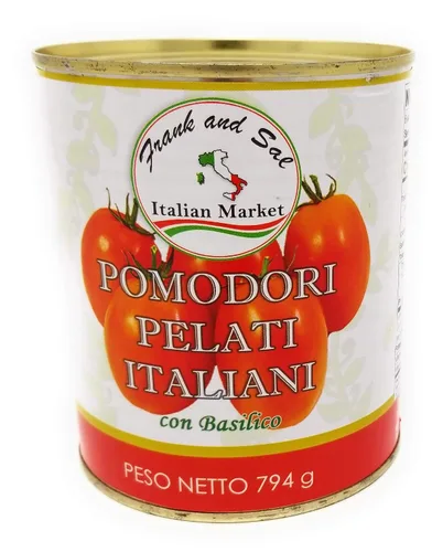 Frank and Sal Tomates italianos pelados enteros con albahaca – Producto totalmente natural de Italia – 3 latas de 28 onzas fáciles de abrir – Kosher