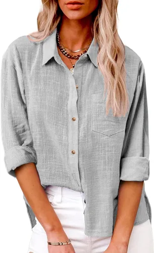Miniatura 75 de SMIDOW Camisa de algodón y lino con botones para mujer