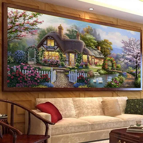 Miniatura 8 de Twinkel Pinkel Kits de pintura de diamantes 5D grandes para adultos, paisaje, cabaña, taladro completo, pintura de diamante, arte de bordado