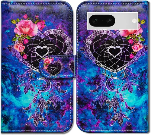 Miniatura 22 de Bcov Pixel 7a - Funda de piel con tapa y función atril para Google Pixel 7a, diseño de flores y mariposas azules Mariposa Azul Flores Rosa