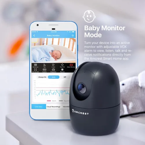 Miniatura 5 de Amcrest Cámara WiFi 1080P para interiores, cámara de niñera, cámara para perros, monitor de sonido y bebé, detección de personas y mascotas, ASH21-B