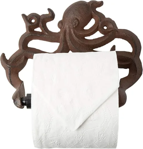 Comfify Soporte decorativo de papel higiénico de pulpo de hierro fundido - Decoración náutica de baño montado en la pared - Diseño Kraken - Fácil de