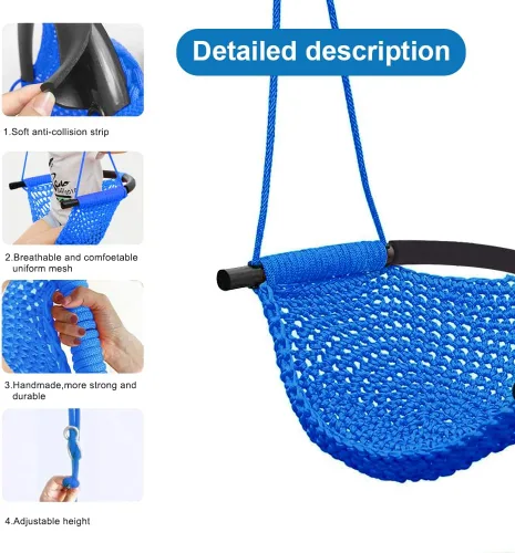 Miniatura 2 de Columpio tejido a mano para niños pequeños, asiento de columpio para niños con cuerdas ajustables, conjunto de columpios Little tikes, para exterior