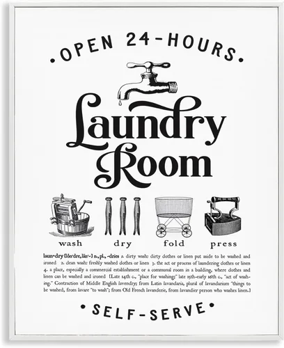 Miniatura 28 de Stupell Industries Guía de Símbolos de Lavandería Tipografía Beige 11 x 14 Negro medianoche
