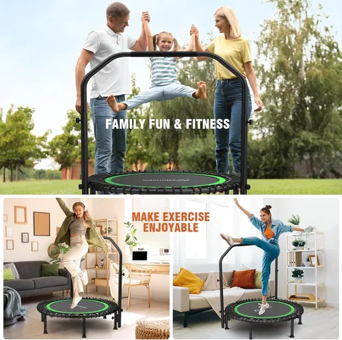 Miniatura 6 de ANCHEER Rebounder Trampoline 40"/48" Bungee Rebounder with 4-Level Adjustable Handle, Max 400-450 LBS Heavy-Duty Fitness Trampoline, Waterproof