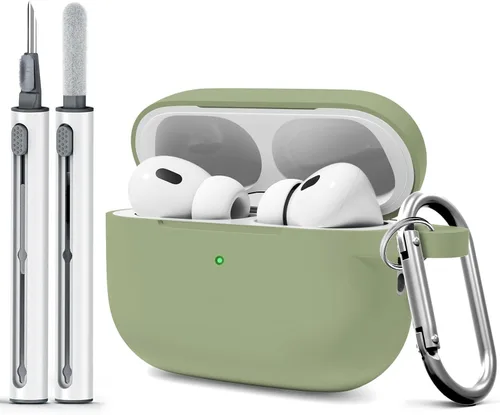 Miniatura 19 de Funda para AirPods Pro 2 con kit de limpieza, compatible con Airpods Pro de 2ª/1ª generación (cable USB-C) con llavero para mujeres y hombres, azul