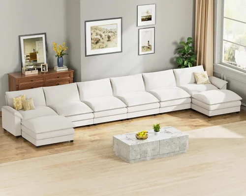 Miniatura 31 de Homall Sofá Seccional Modular de 80", Sofá Biplaza con Cojín de Doble Capa, Combinación DIY de Chenille Profundo Sofá Nube de 2 Asientos para Sala