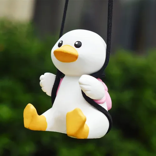 Miniatura 8 de Wonuu Colgante de coche de pato agitado, divertido adorno colgante de pato para espejo retrovisor, bonita decoración de coche