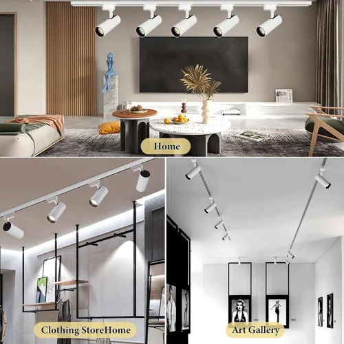 Miniatura 6 de Cabezales de iluminación de riel tipo H regulables blancos (sin rieles de riel), 6 piezas iluminadas 3000 K blanco cálido 20 W 2400 lm