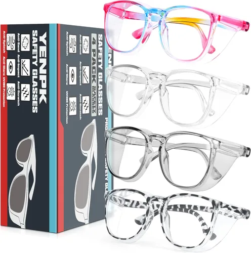 Miniatura 8 de 4 Pack Safety Glasses Goggles For Women Anti Fog, Cute Protective Eyewear for Nurses, ANSI Z87+ Anti-Blue Light
