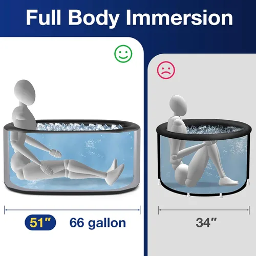 Miniatura 6 de COSTWAY XL - Bañera de hielo ovalada de 129 galones con tapa, bañera inflable portátil para exteriores con mochila, bomba, para frío y terapia, Gris
