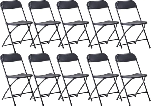 Symylife Silla plegable de plástico, portátil, apilable, para exteriores/interiores, con marco de acero, para oficina, boda, fiesta, picnic, cocina,