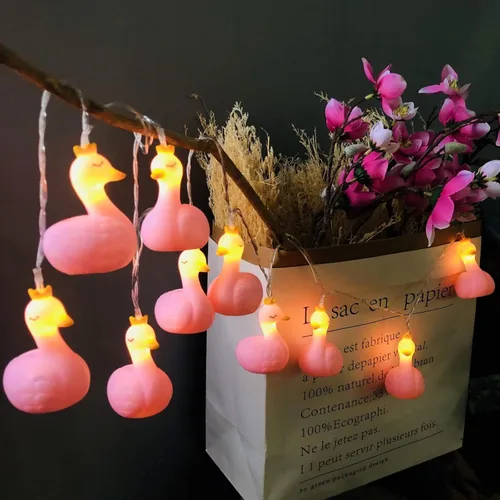 Miniatura 10 de Encantadora cadena de luces de cisne con forma de cisne, luz de noche, funciona con pilas, para fiesta, niños, dormitorio, cumpleaños, decoración