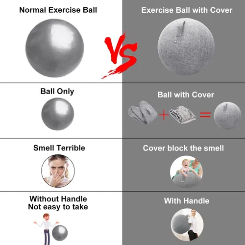 Miniatura 3 de Silla de pelota de ejercicio con cubierta de tela, tamaño estándar (63.5 cm / 25 pulgadas), para oficinas en casa, entrenamiento de equilibrio