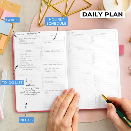 Miniatura 3 de Legend Planner Diario durante 3 meses – Planificador mensual semanal y diario sin fecha para alcanzar objetivos. Organizador y diario de Rosa